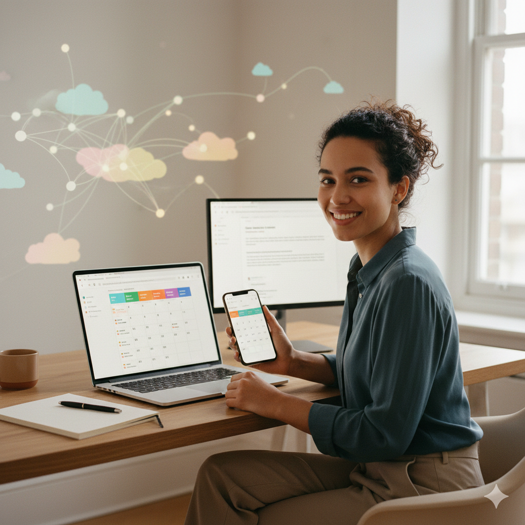 Professional scheduling appointments on calendar