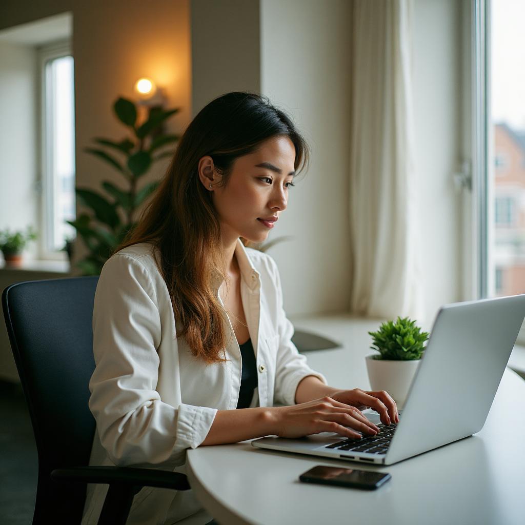 Professional managing social media content